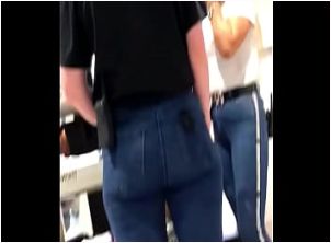 Bubble ass co-worker in jeans